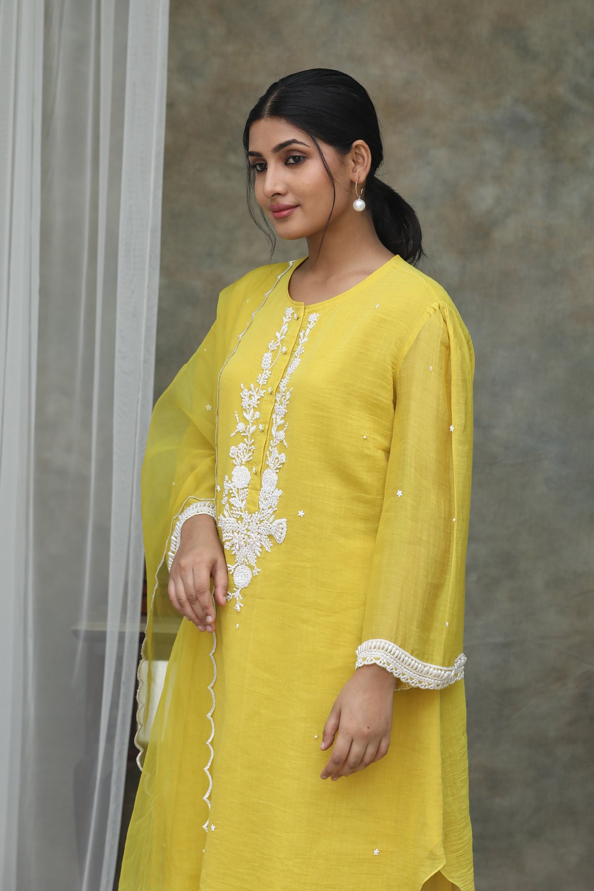 Nazm Yellow CHANDERI Kurta Pants