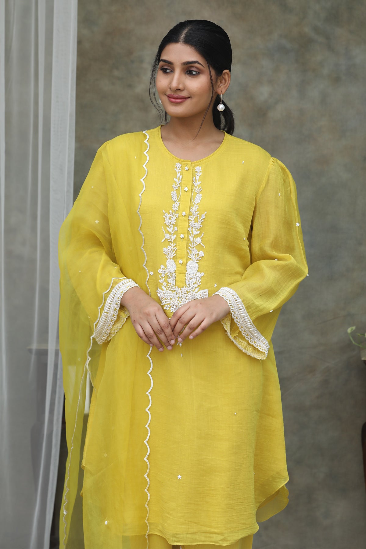 Nazm Yellow CHANDERI Kurta Pants