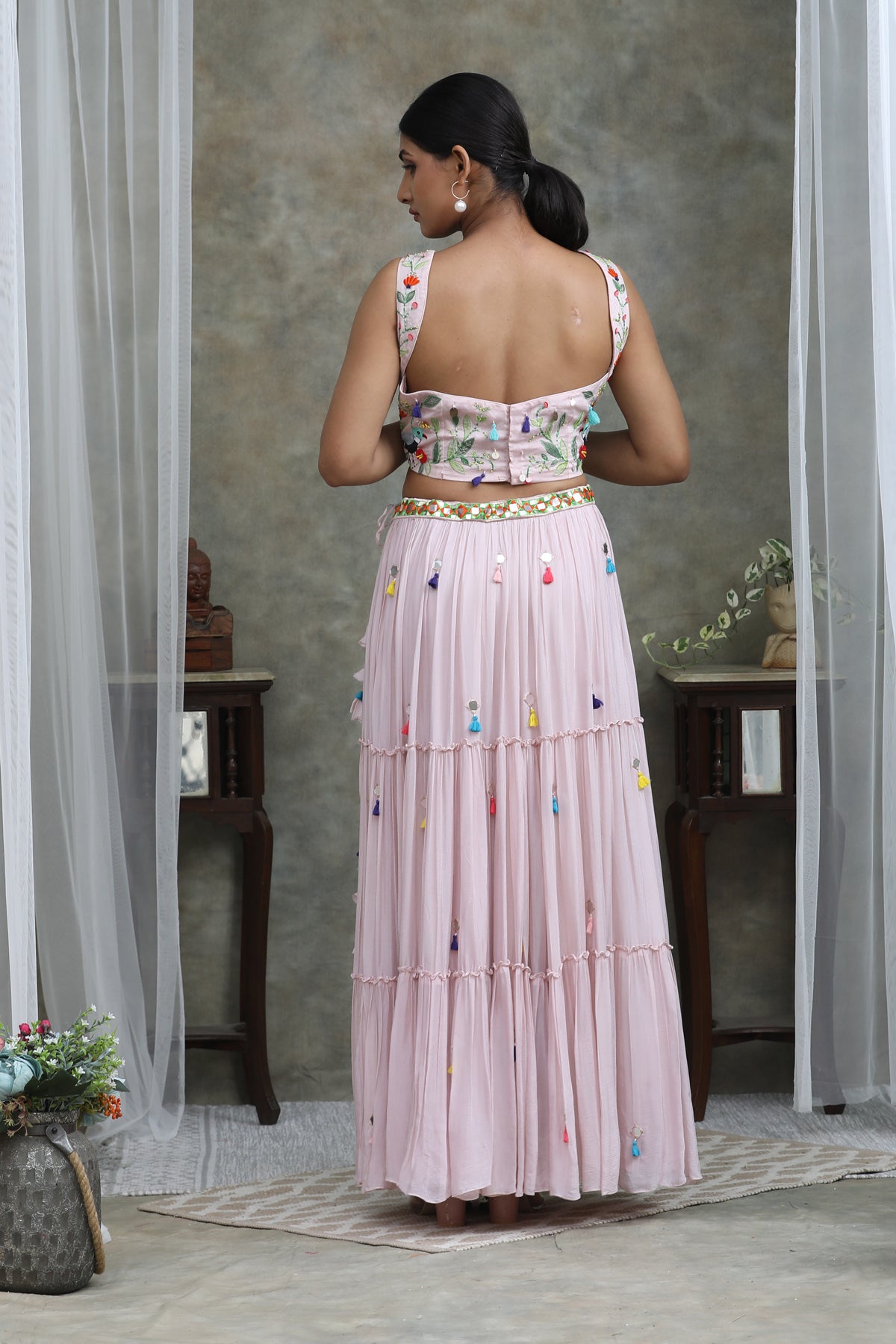 Nazm FOAM Organza Cape Lehenga