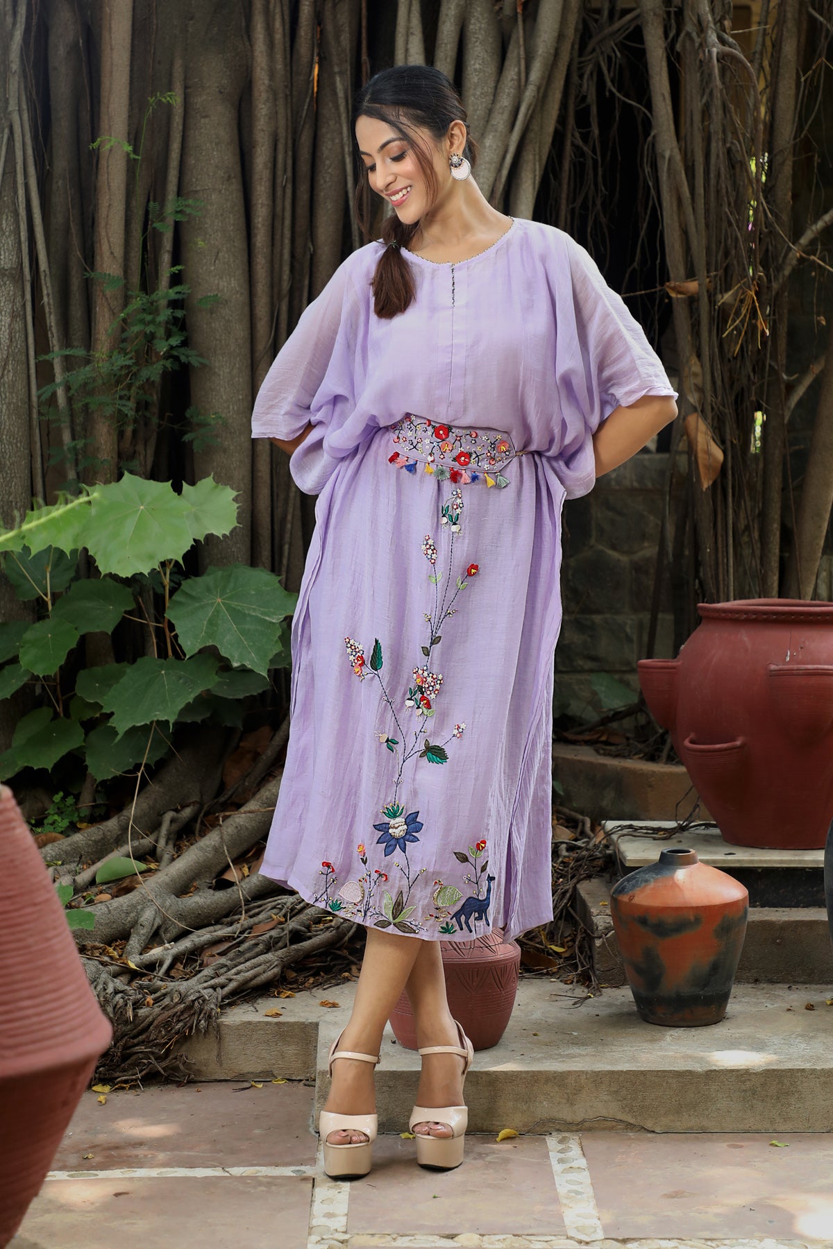 PAPEEHA  lilac  embroidered KAFTAN SETS