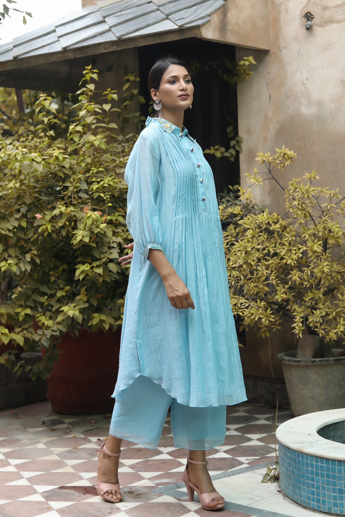 PAPEEHA ICE BLUE   embroidery KURTA SETS