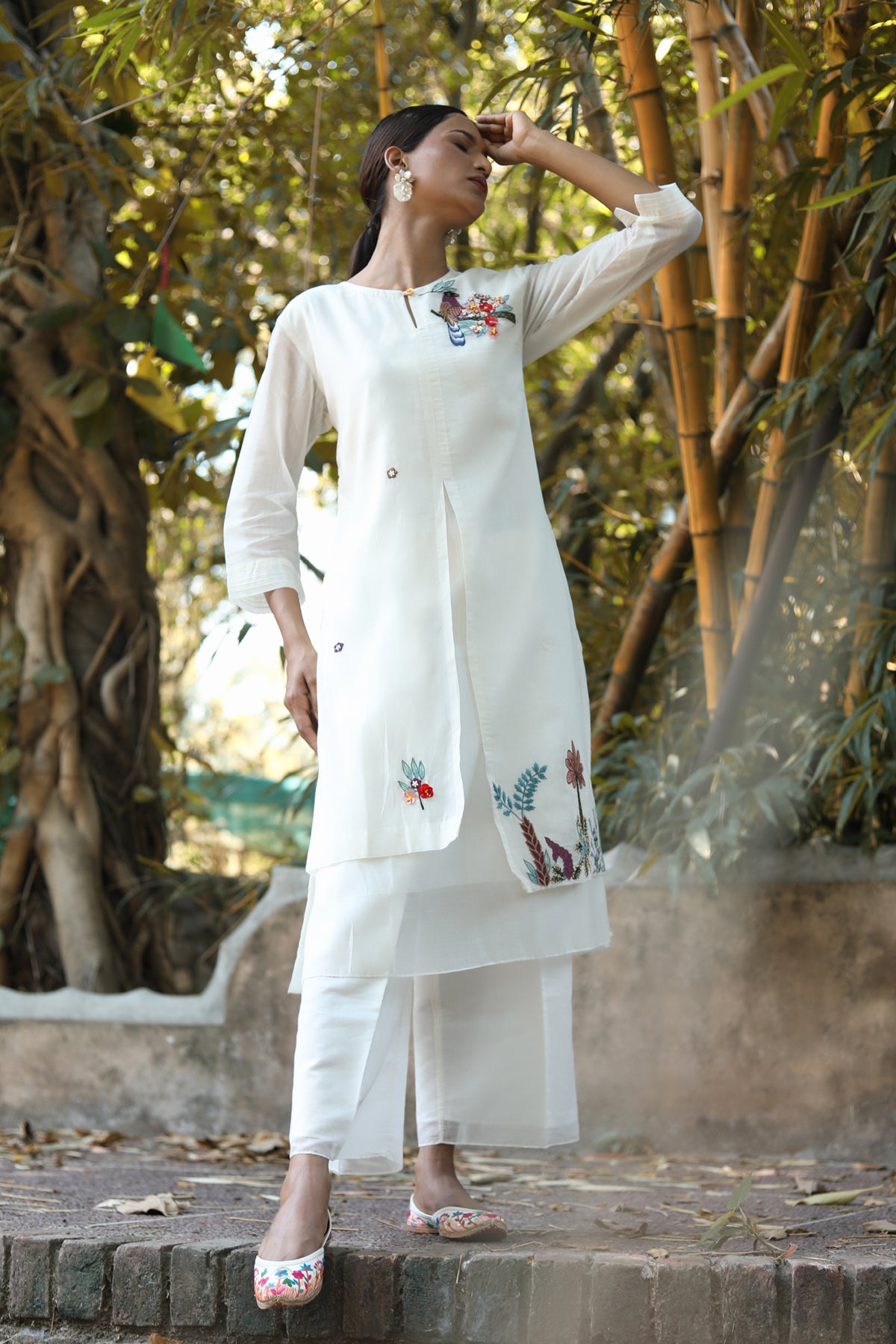 PAPEEHA  WHITE CHANDERI KURTA SETS