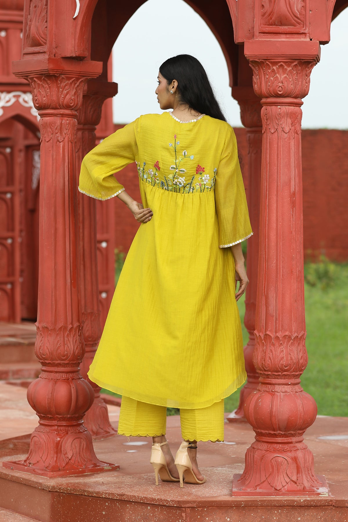 MERAKI YELLOW HIGHYOKE KURTA SET