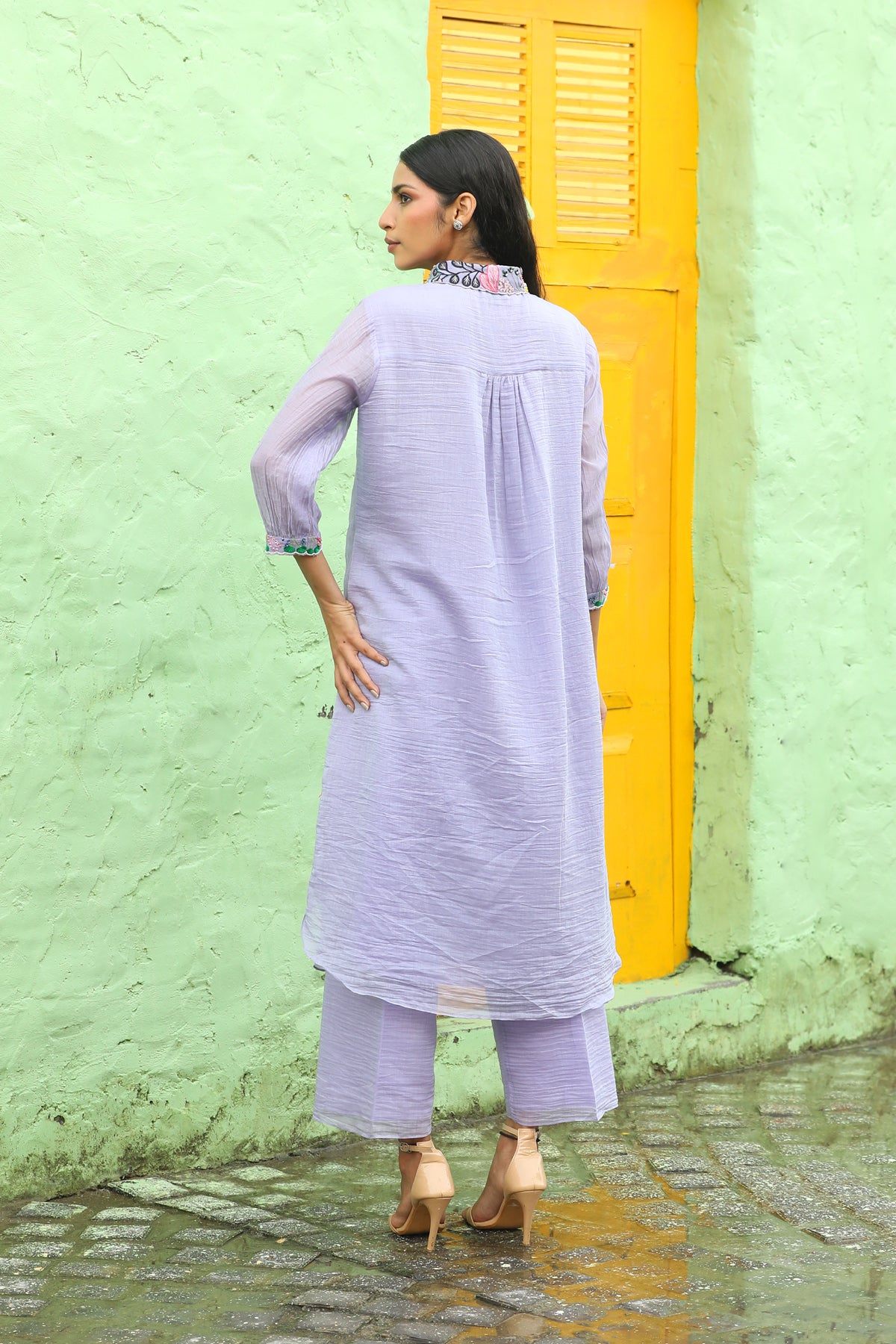 MERAKI LILAC EMBROIDED KURTA SET