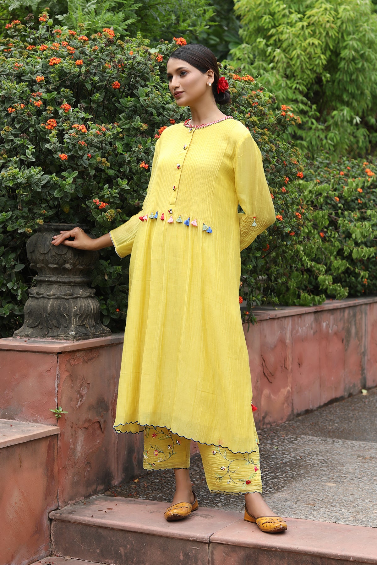 PAPEEHA  yellow handwoven chanderi