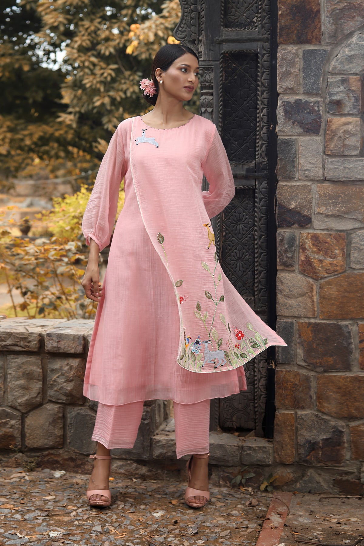 PAPEEHA ICE PINK  CHANDERI KURTA SETS