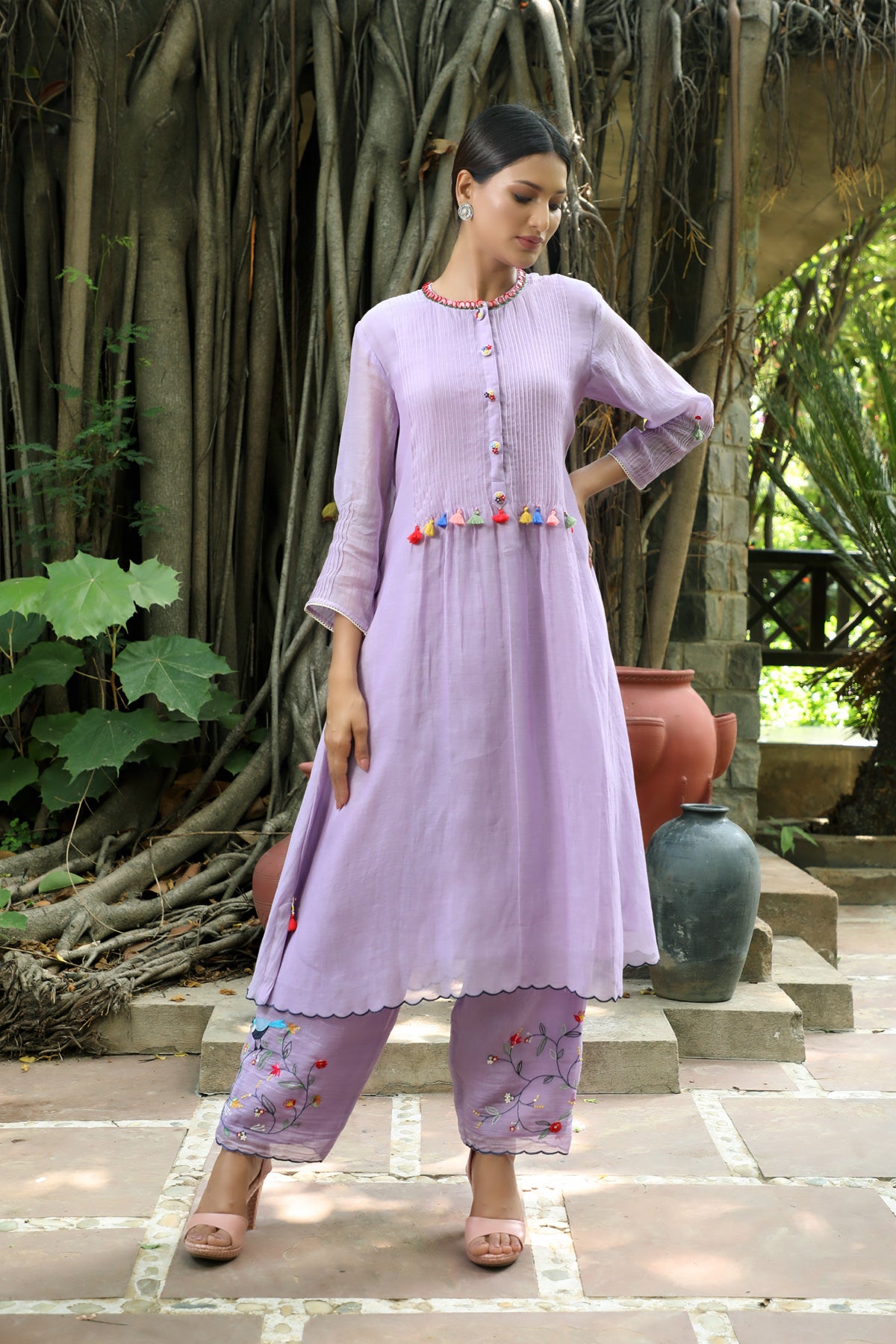 PAPEEHA LILAC RESHAM KURTA SETS