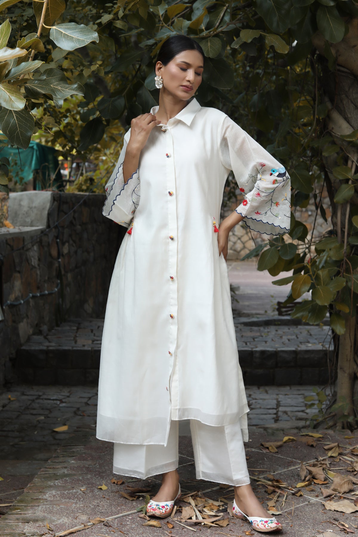 PAPEEHA WHITE  RESHAM CHANDERI KURTA SETS