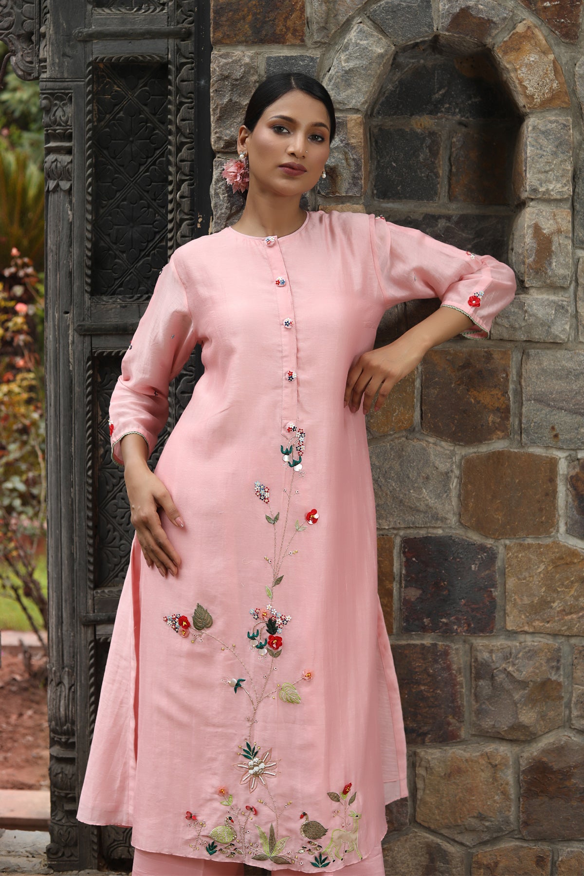 PAPEEHA PINK  CHANDERI KURTA SETS