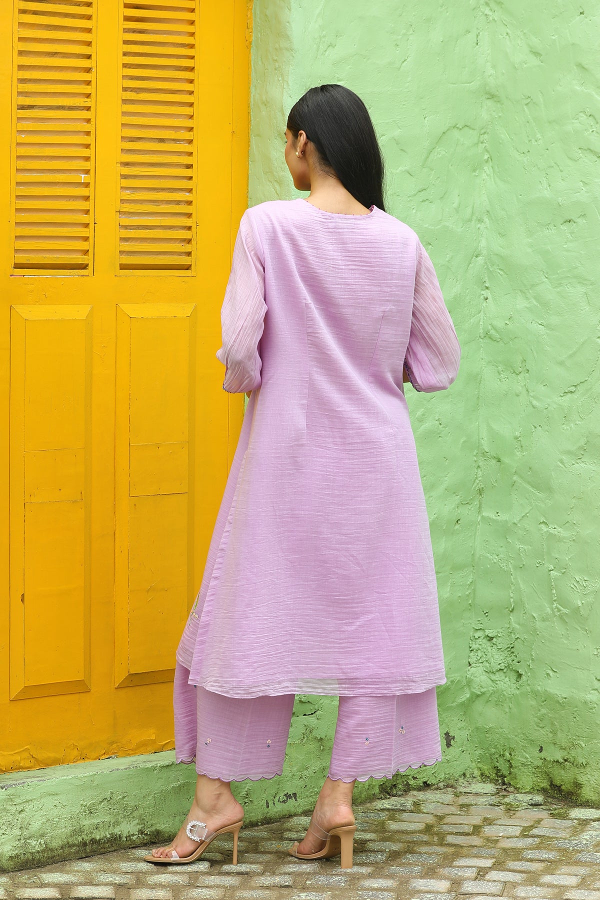 MERAKI PURPLE CHANDERI KURTA SET