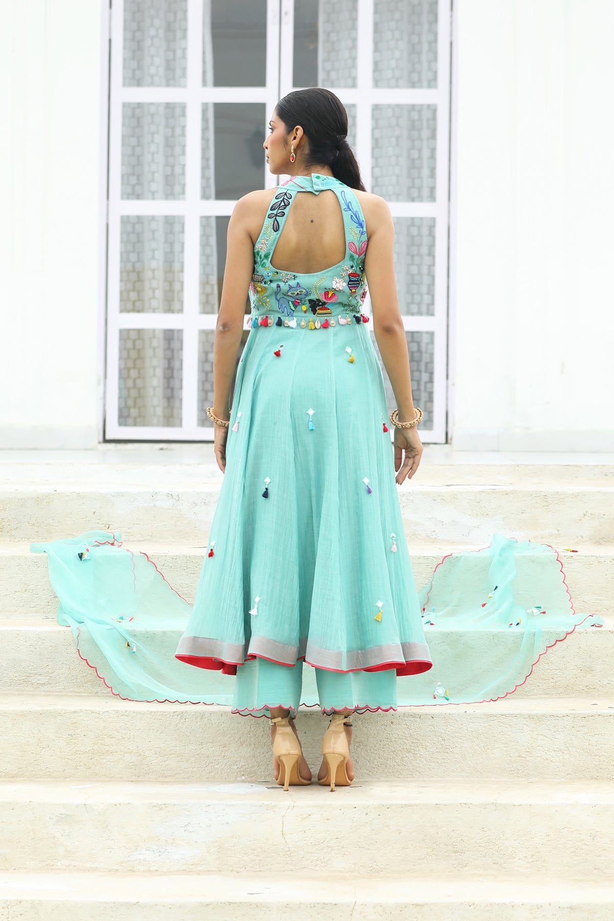 MERAKI POWDER BLUE RESHAM WORK ANARKALI