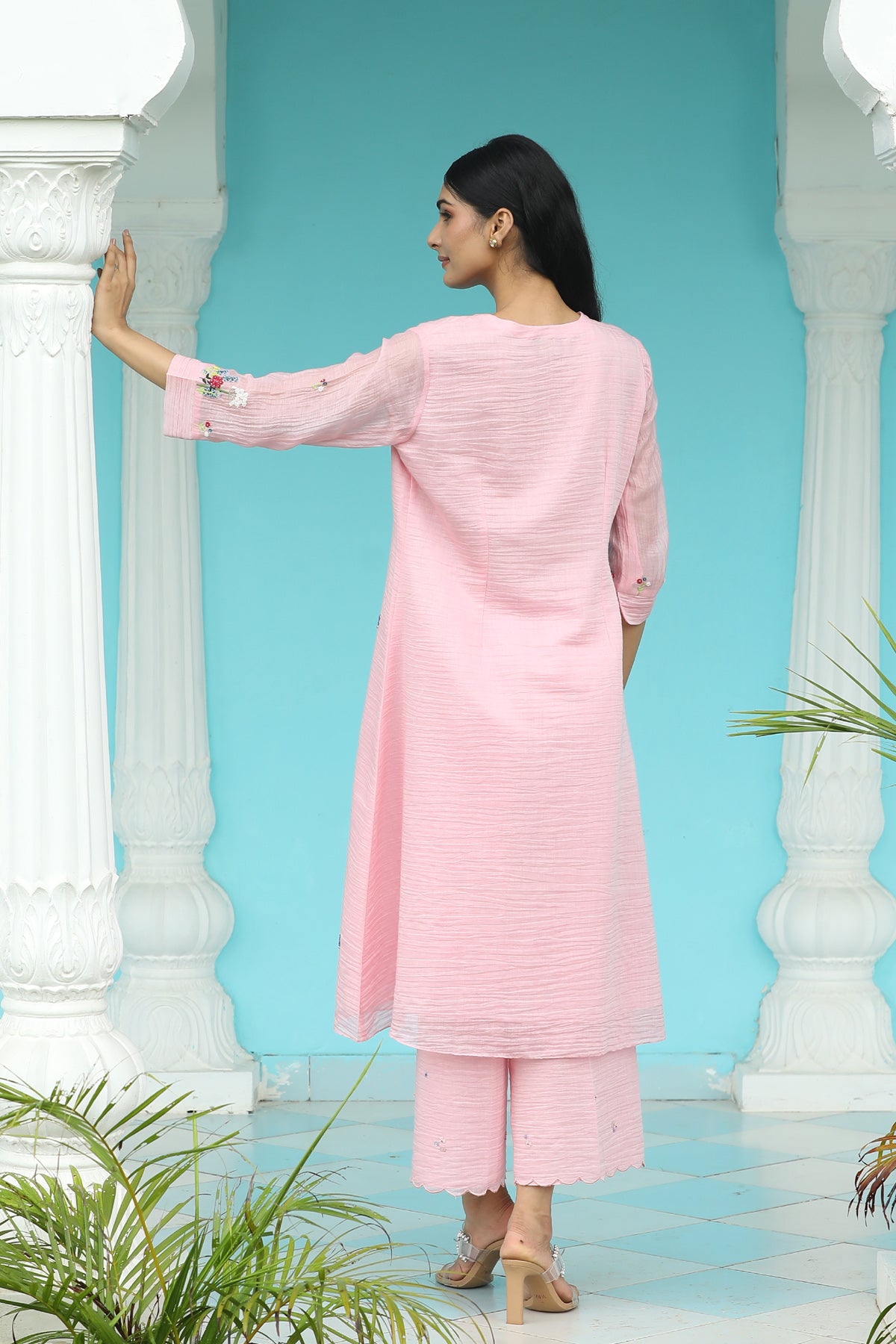 MERAKI LIGHT PINK SEQUANCE KURTA SET