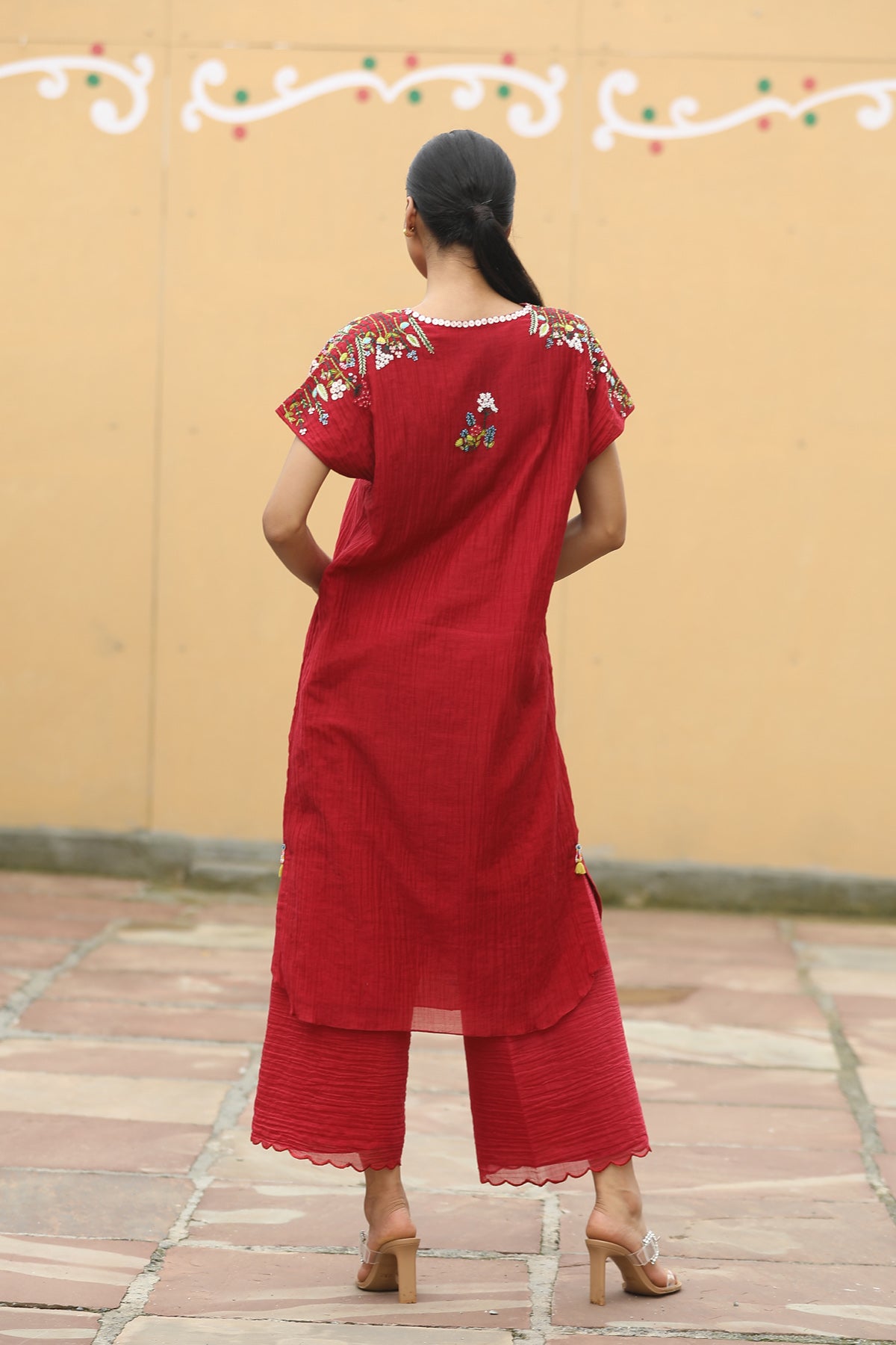 MERAKI MAROON KURTA SET