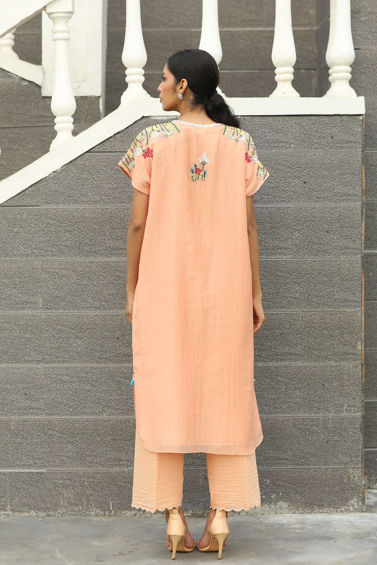 MERAKI PEACH BAGGA KURTA SET