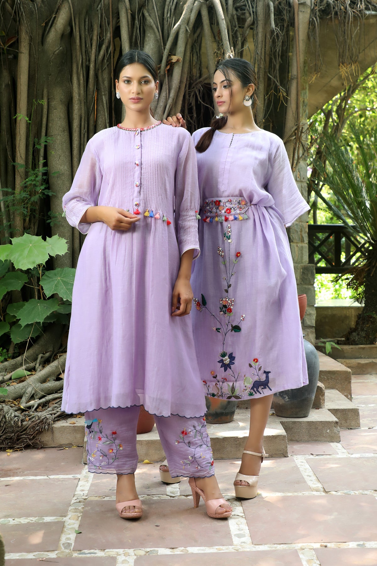 PAPEEHA LILAC RESHAM KURTA SETS