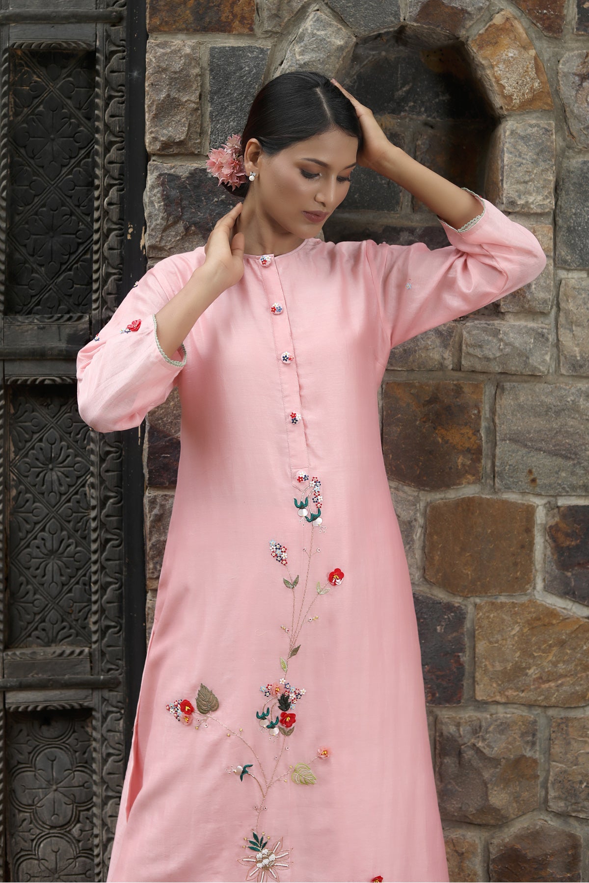 PAPEEHA PINK  CHANDERI KURTA SETS