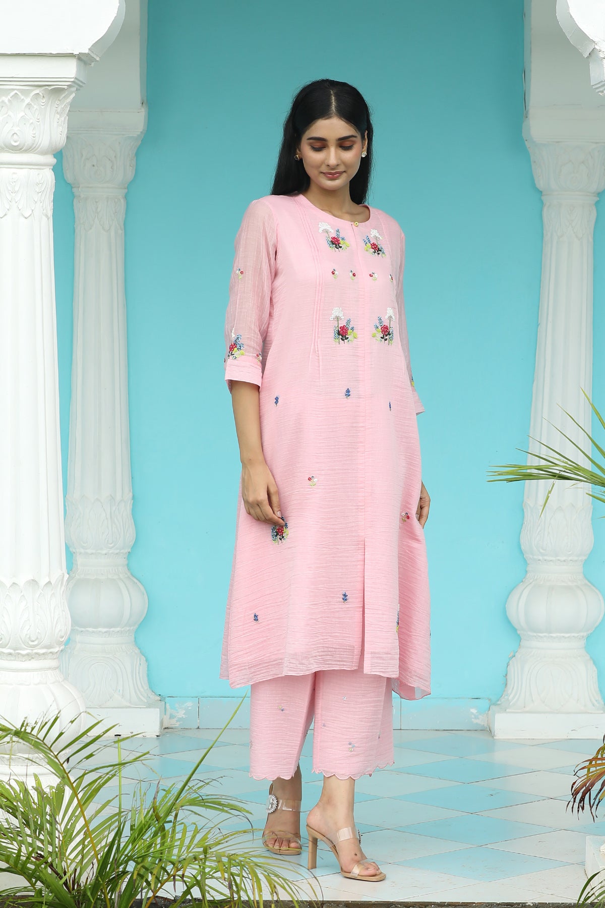 MERAKI LIGHT PINK SEQUANCE KURTA SET