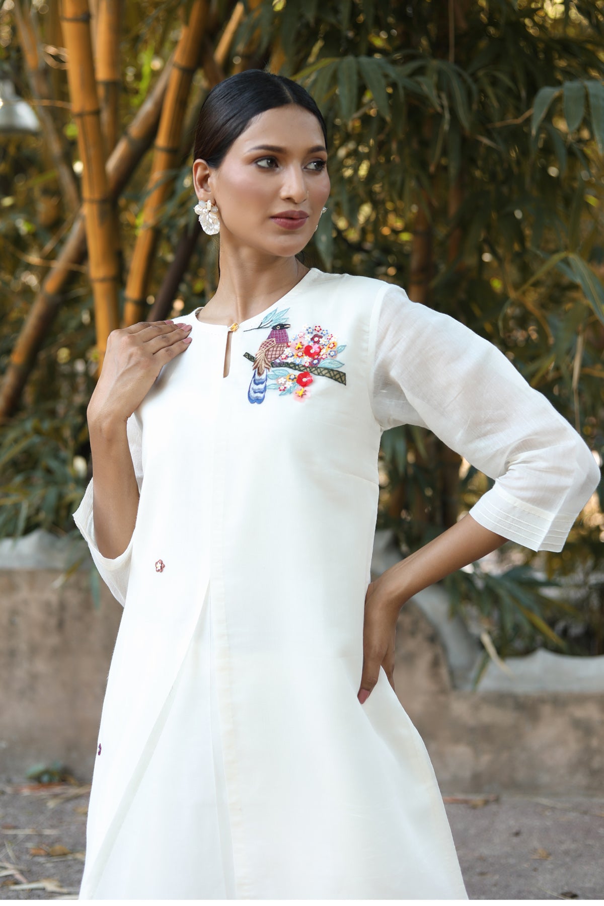 PAPEEHA  WHITE CHANDERI KURTA SETS