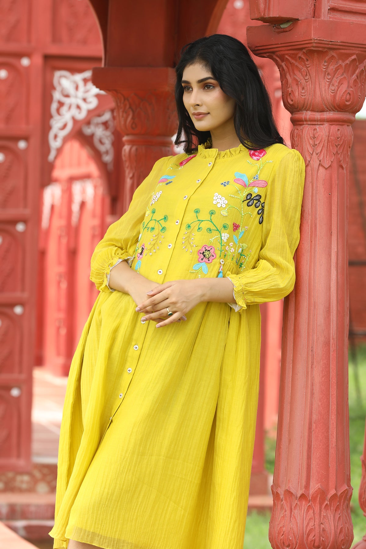 Meraki YELLOW chanderi Dress