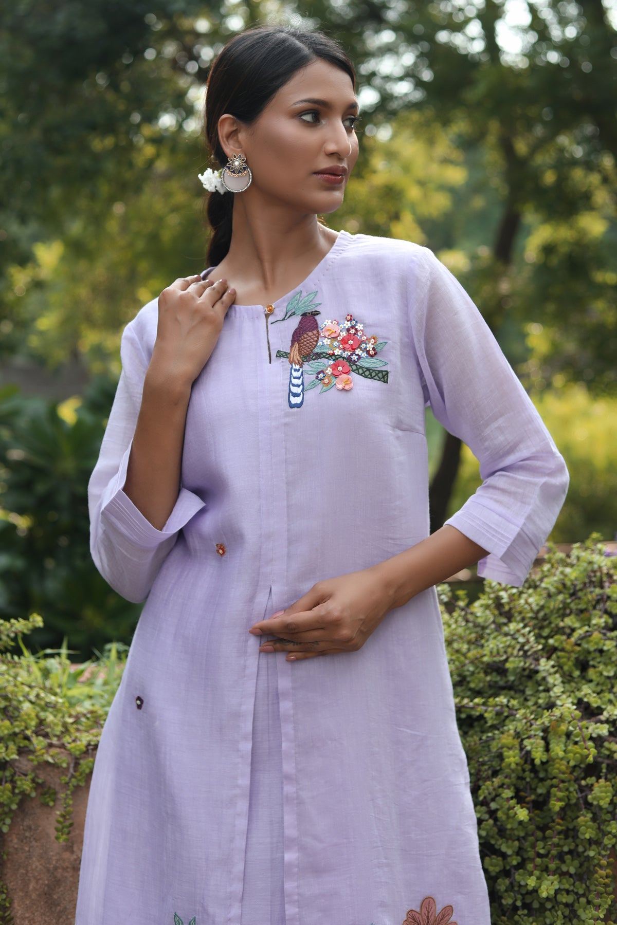 PAPEEHA LILAC chanderi double layered