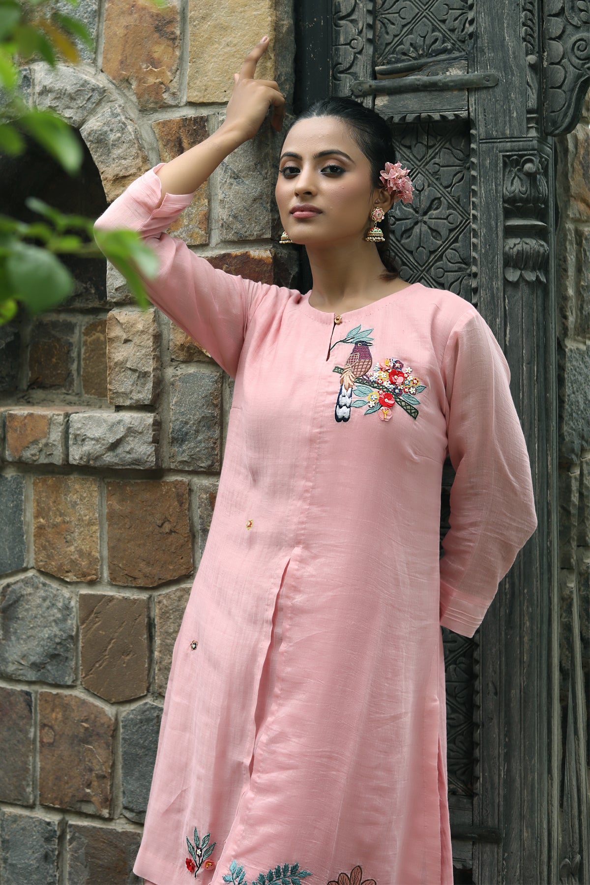 PAPEEHA ICE PINK  HANDWOVEN CHANDERI KURTA SETS