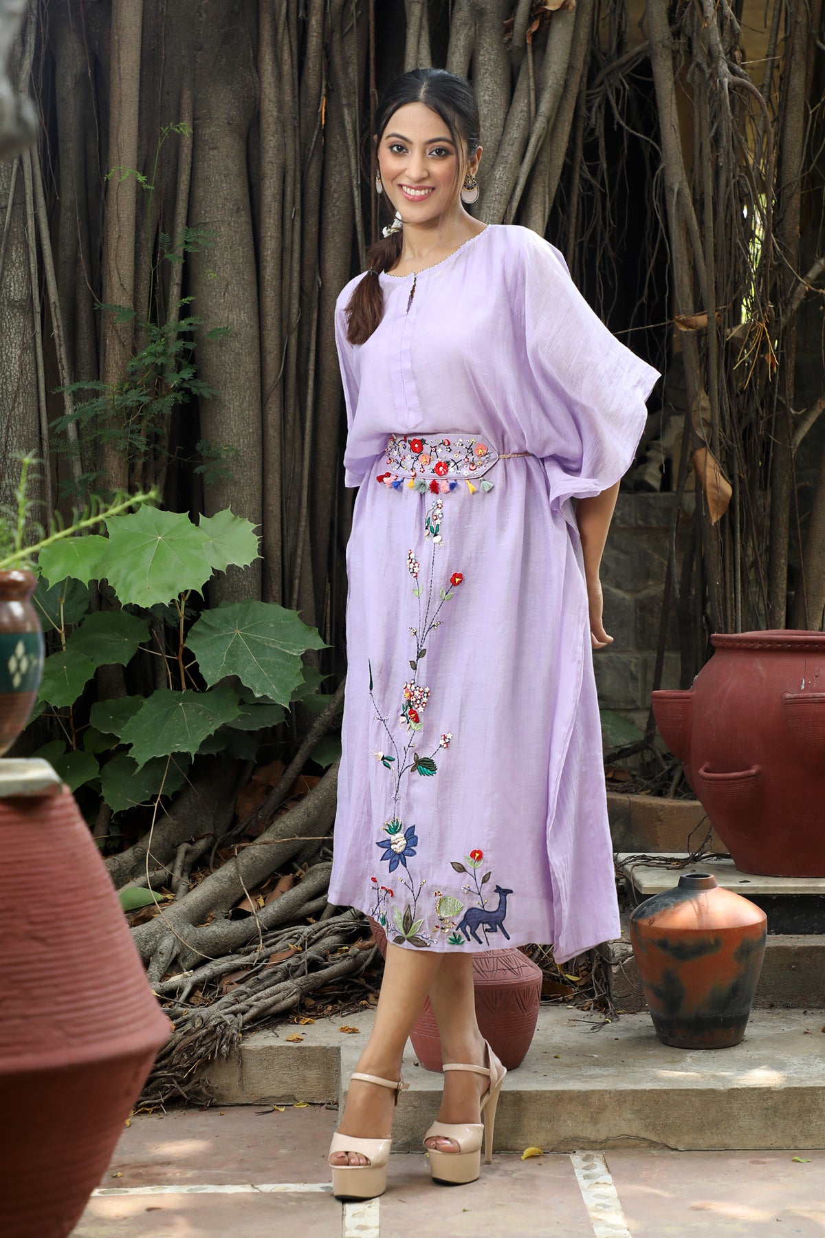 PAPEEHA  lilac  embroidered KAFTAN SETS