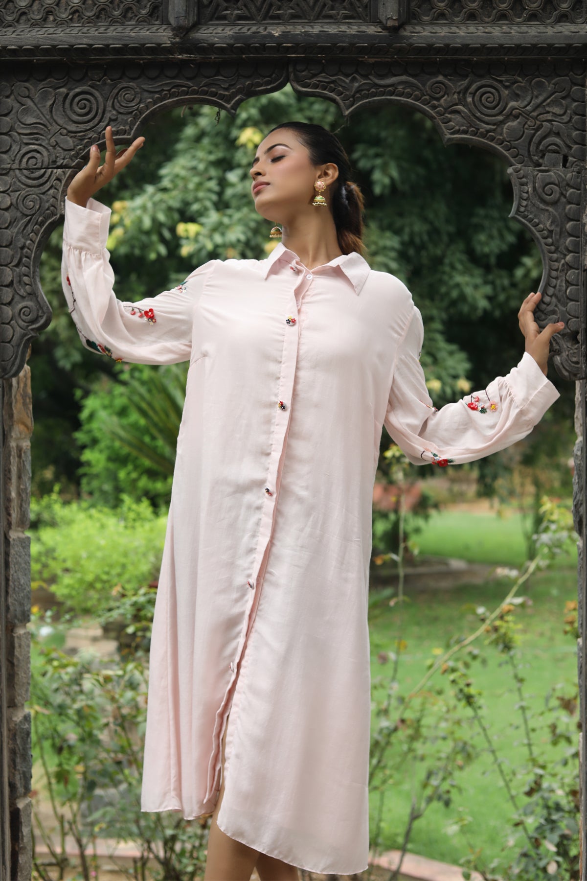 PAPEEHA BABY PINK MUSLIN TUNIC SET