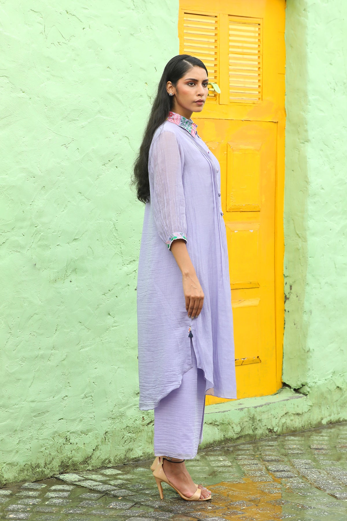 MERAKI LILAC EMBROIDED KURTA SET