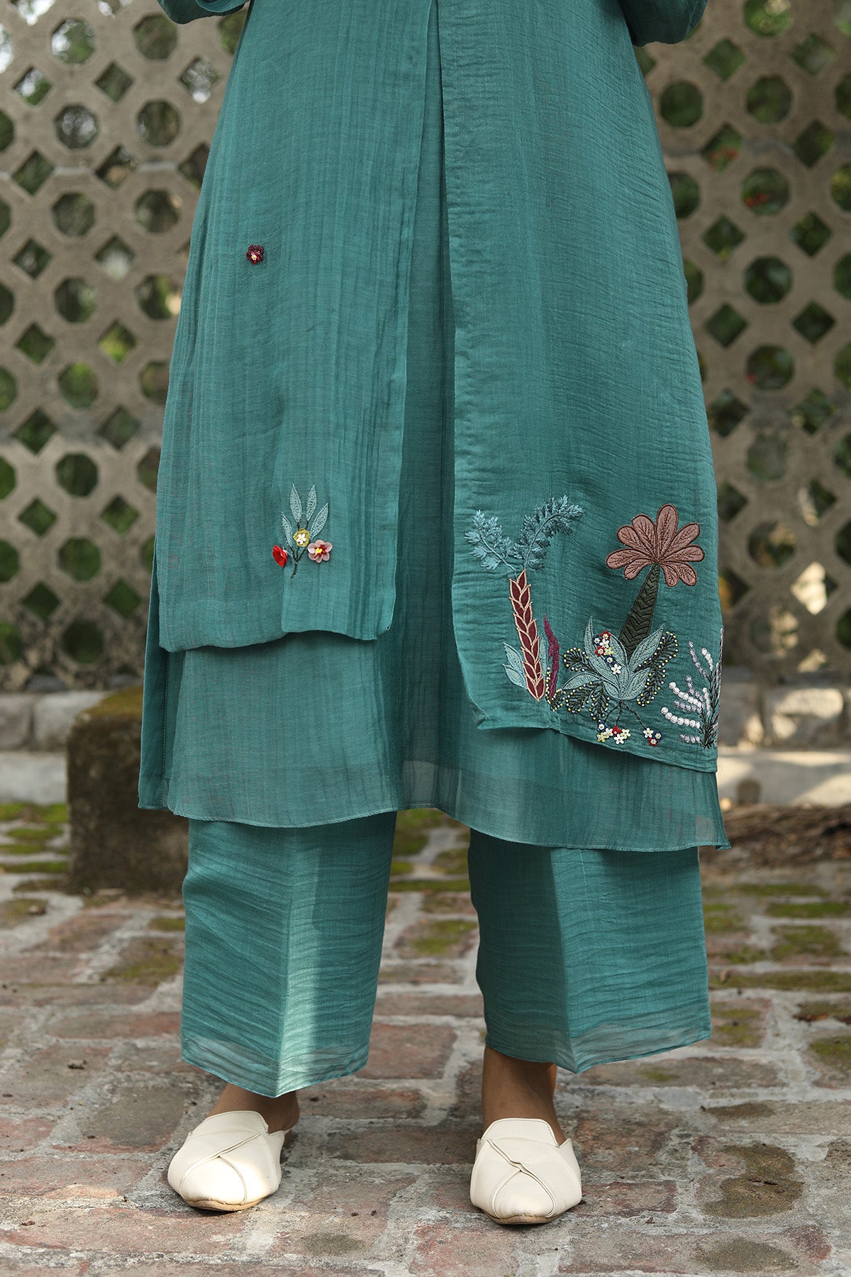 PAPEEHA GREEN BAY RESHAM KURTA SETS