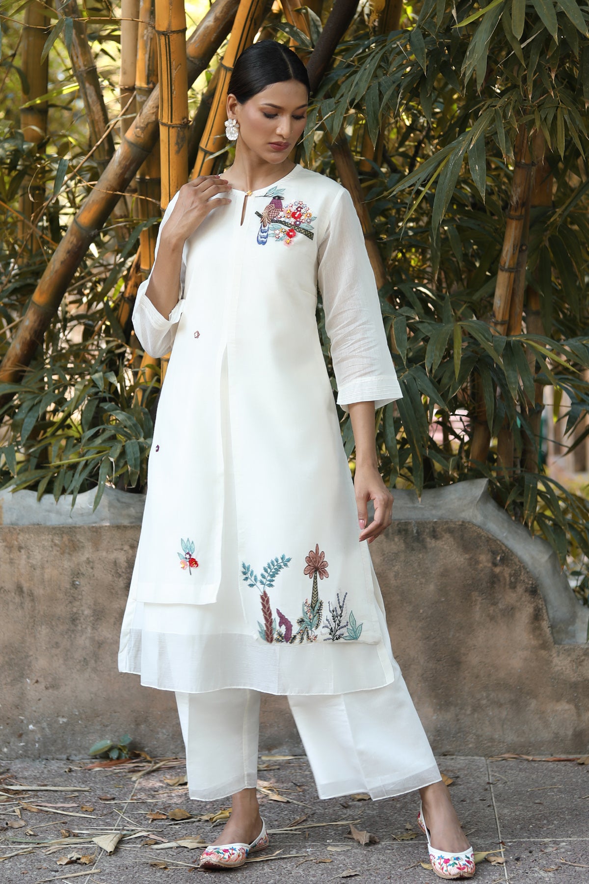 PAPEEHA  WHITE CHANDERI KURTA SETS