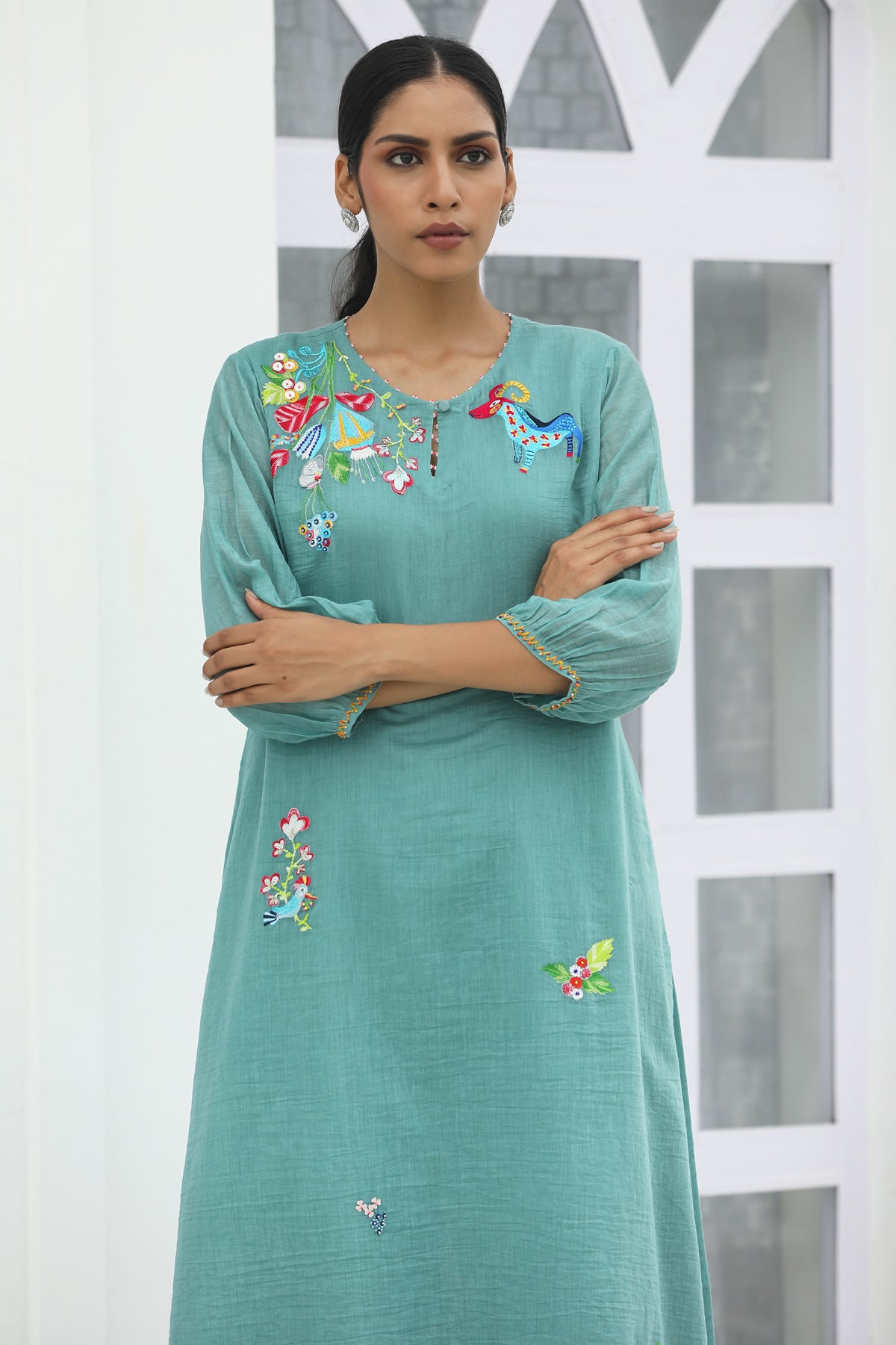 MERAKI DARK MINT GREEN KURTA SET