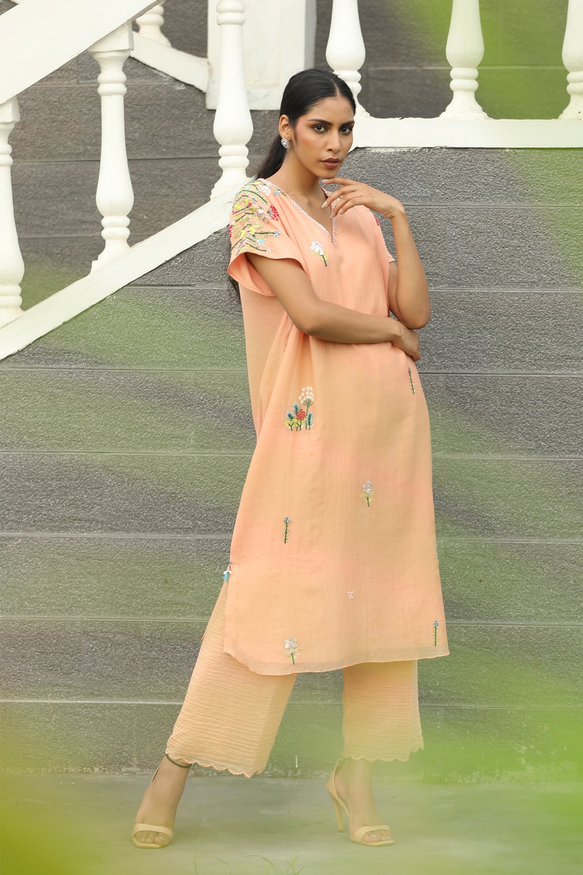 MERAKI PEACH BAGGA KURTA SET