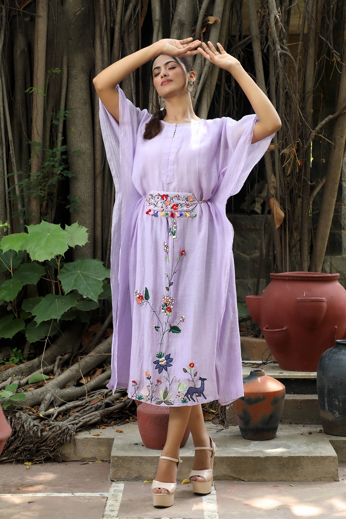 PAPEEHA  lilac  embroidered KAFTAN SETS