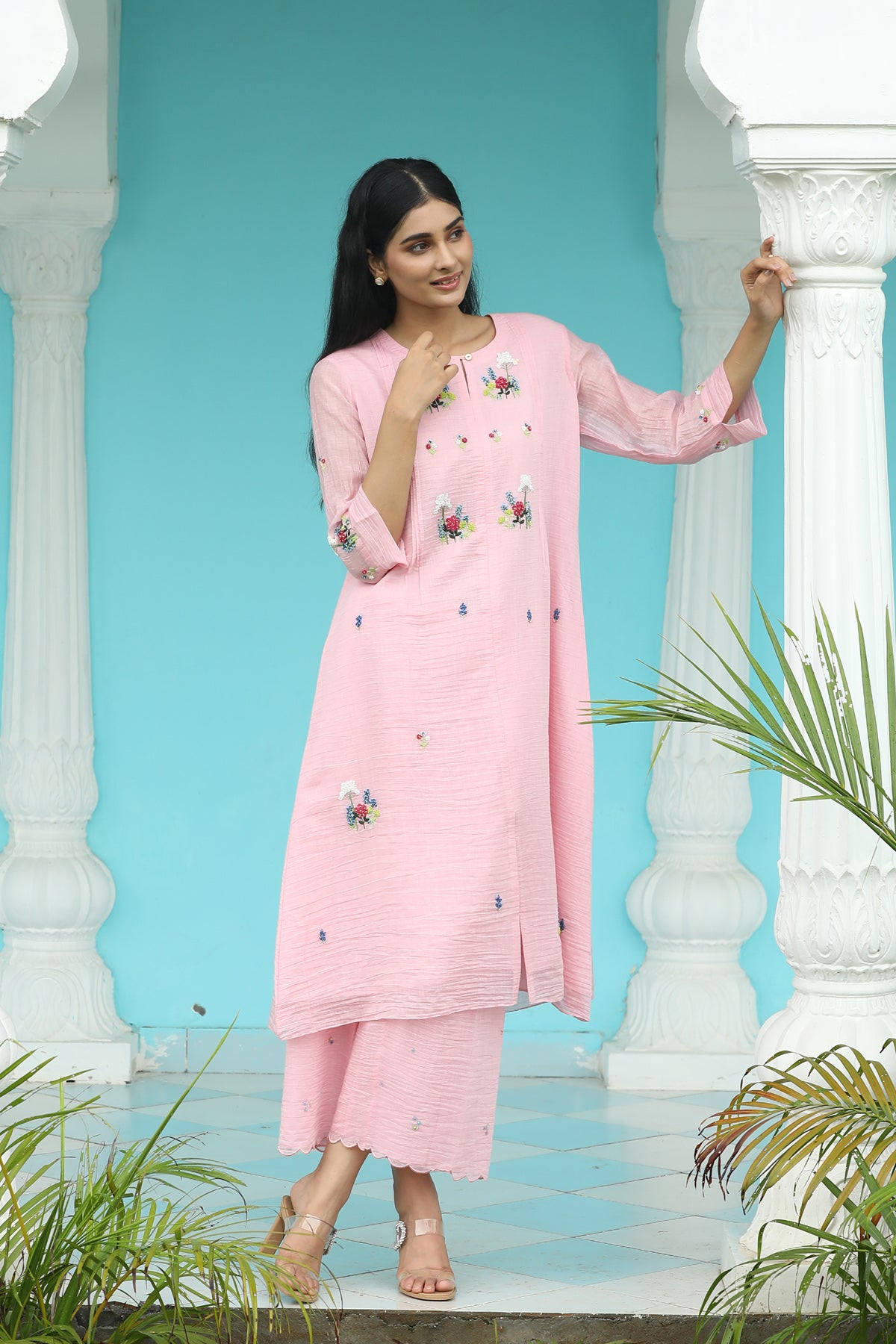 MERAKI LIGHT PINK SEQUANCE KURTA SET