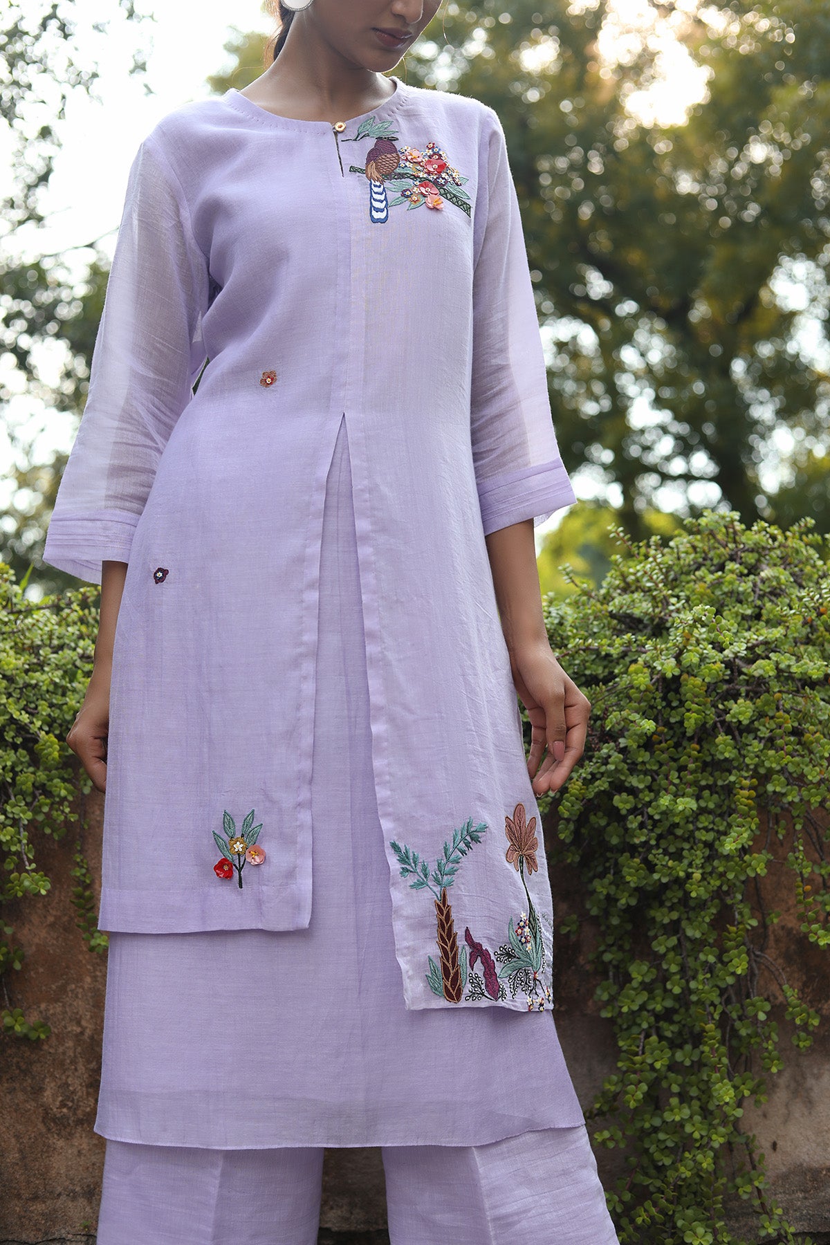 PAPEEHA LILAC chanderi double layered