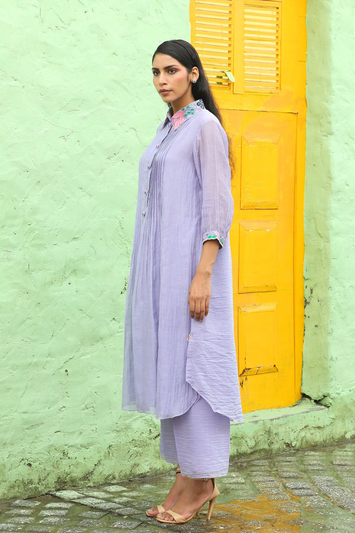 MERAKI LILAC EMBROIDED KURTA SET