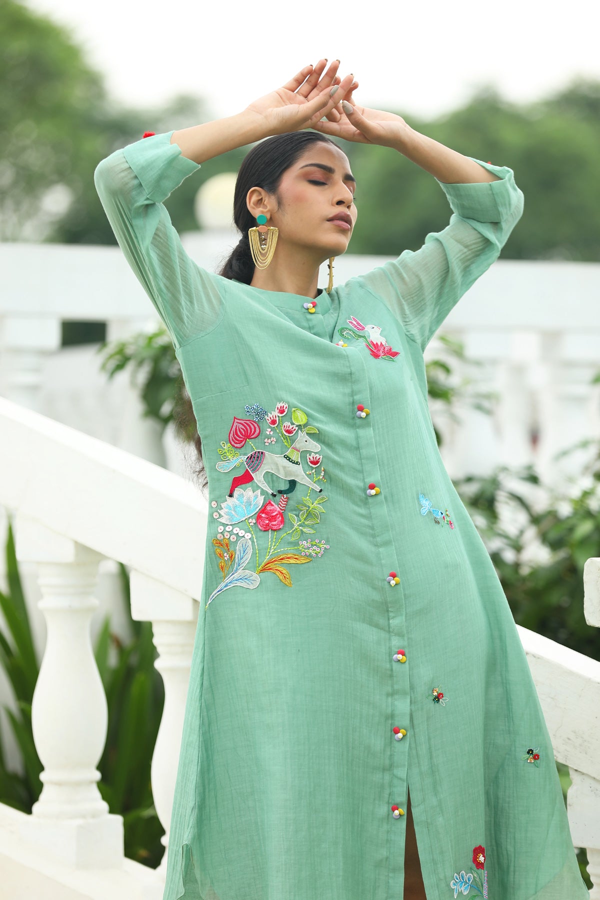 MERAKI MINT GREEN KAFTAN SETS