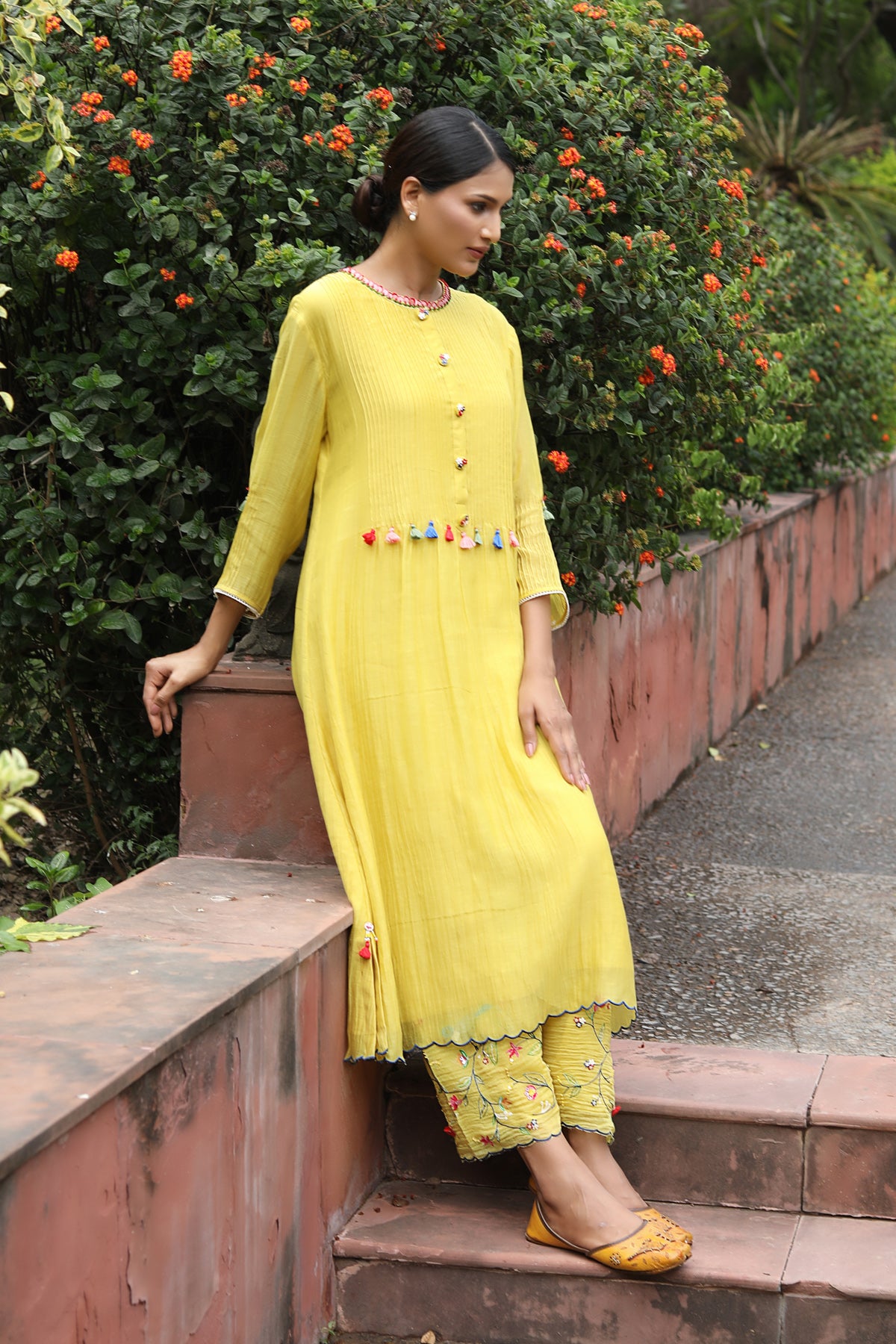 PAPEEHA  yellow handwoven chanderi