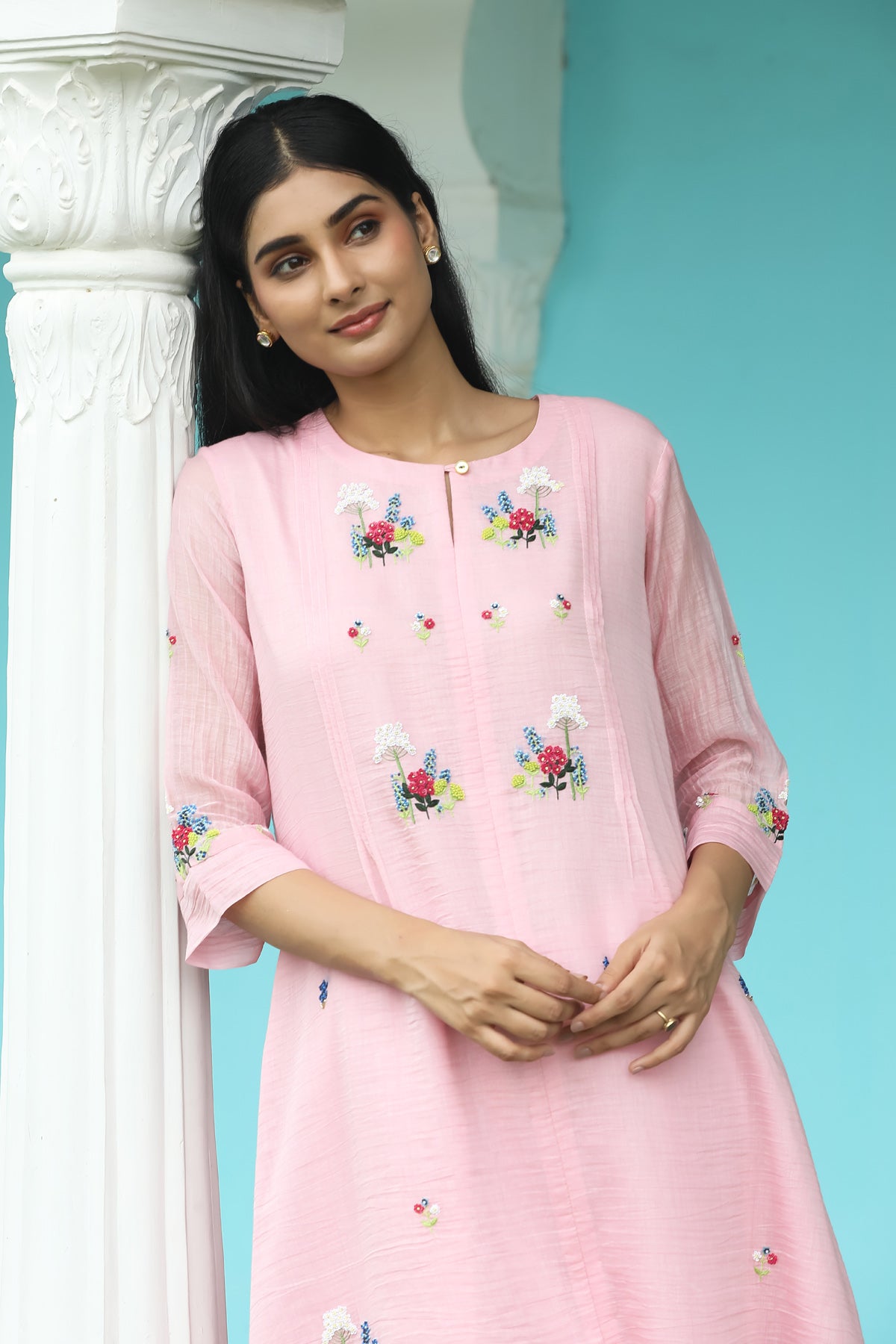 MERAKI LIGHT PINK SEQUANCE KURTA SET