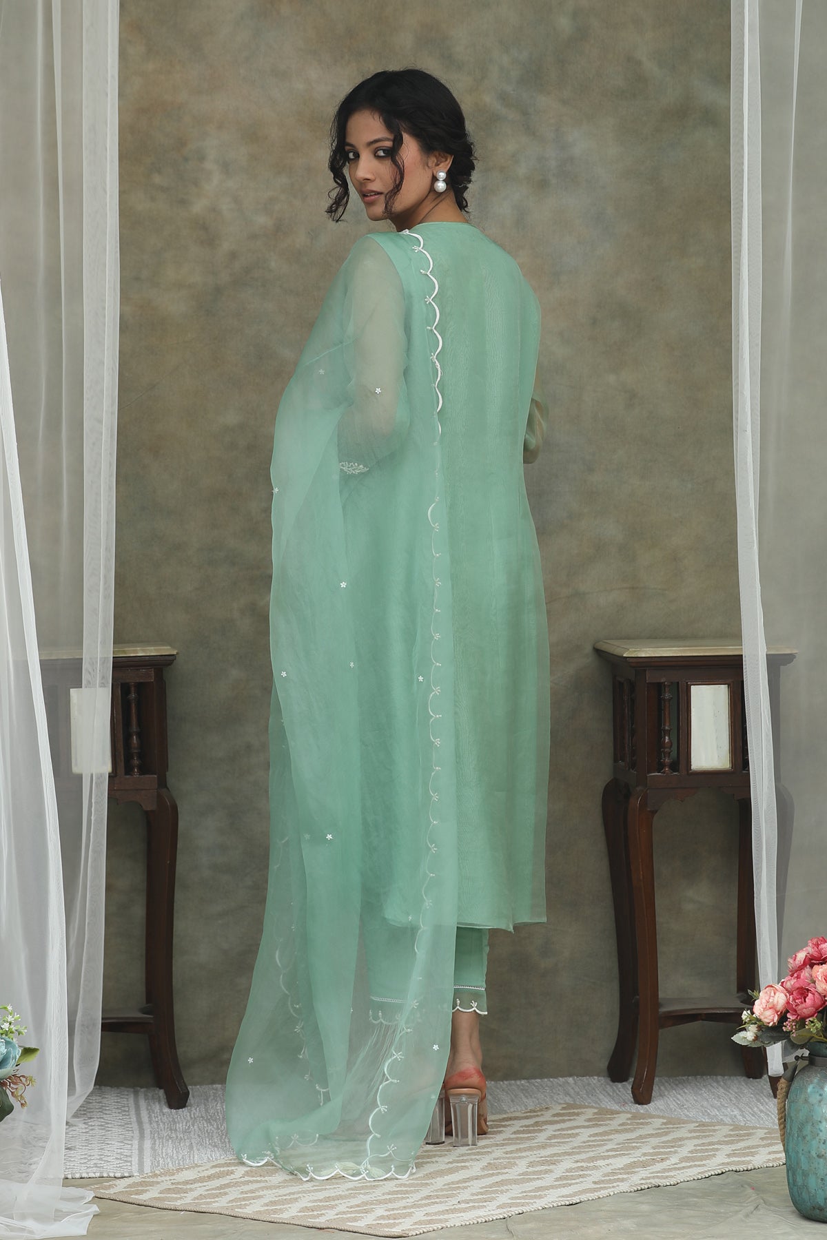 Mint Green Nazm Organza Kurta