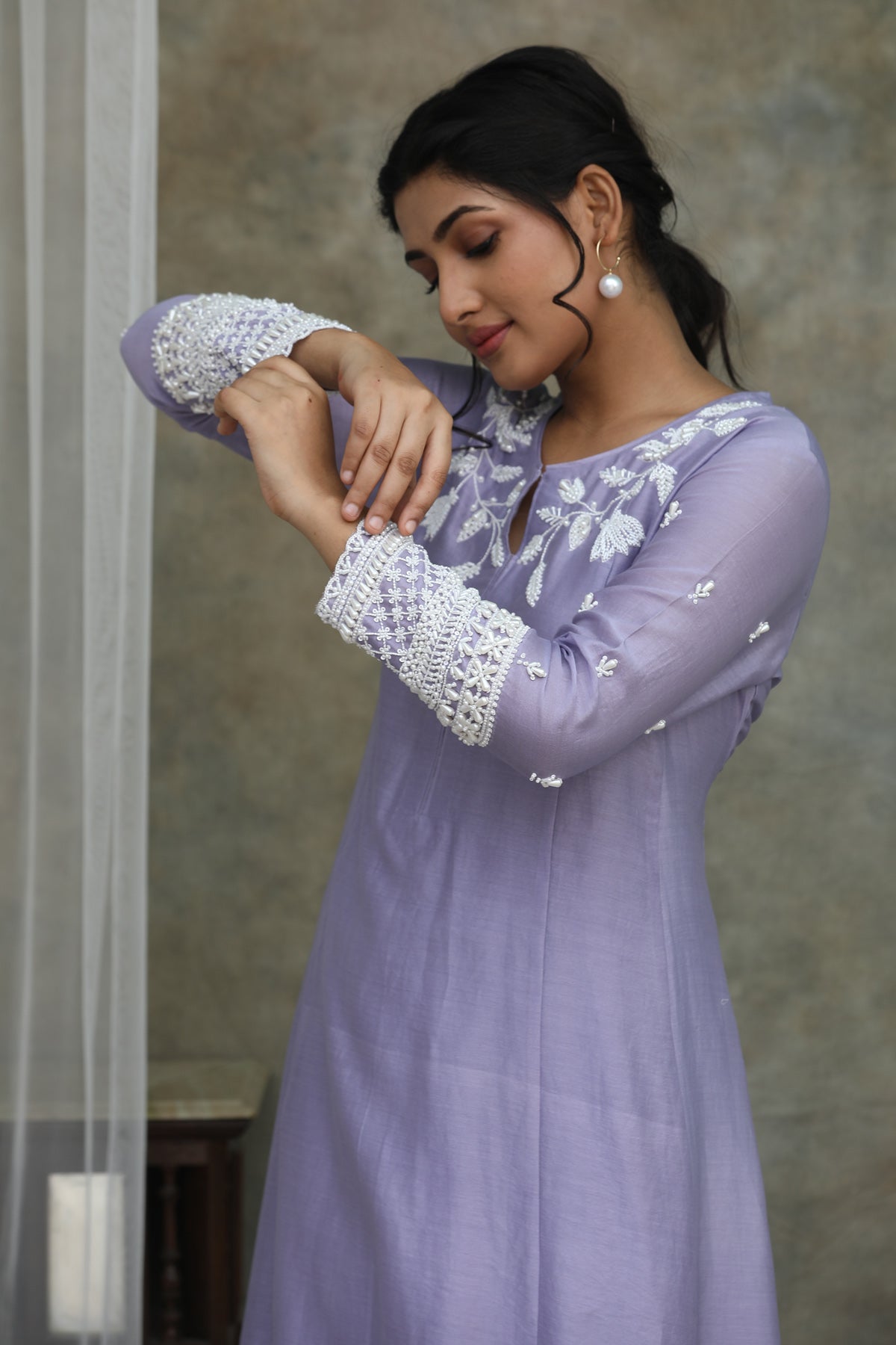 Lilac Nazm Organza Anarkali