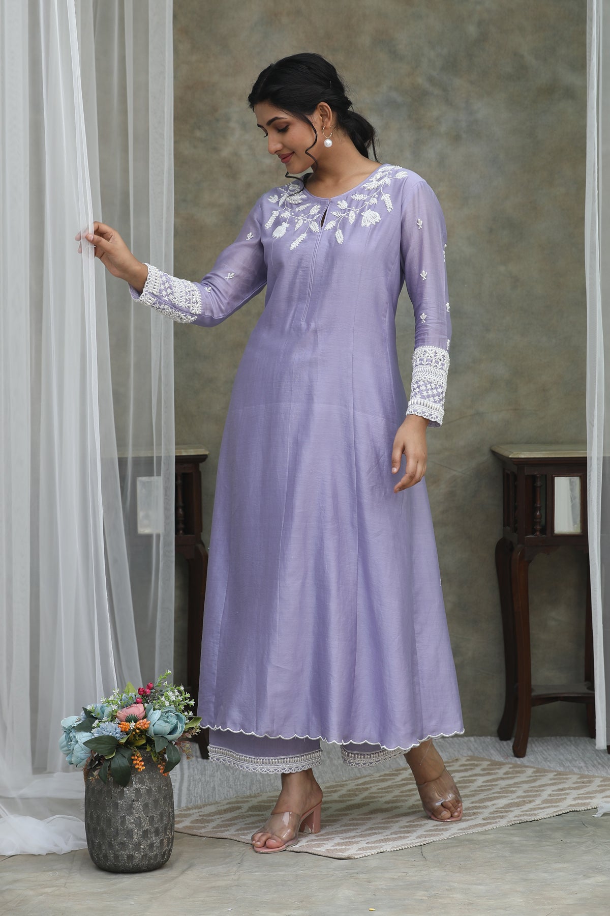 Lilac Nazm Organza Anarkali