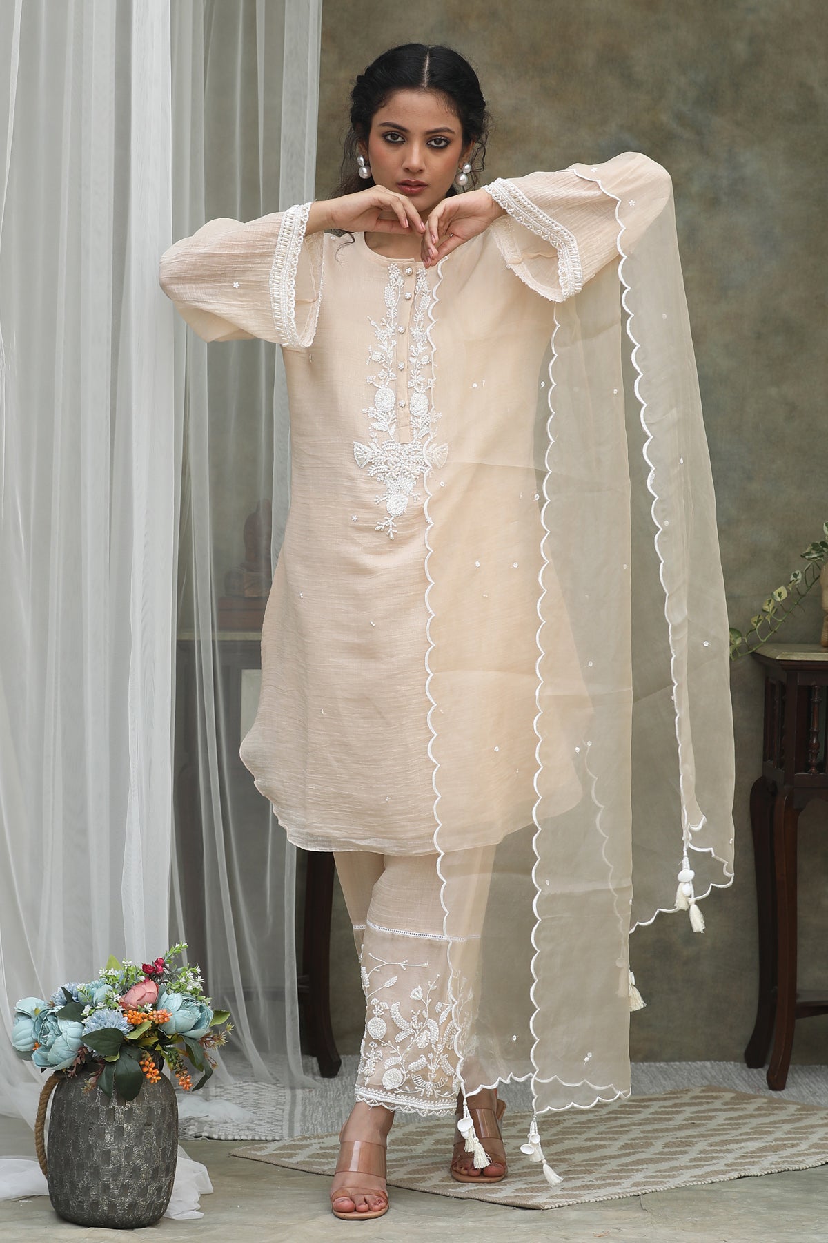 Nazm IVORY CHANDERI Kurta Pants