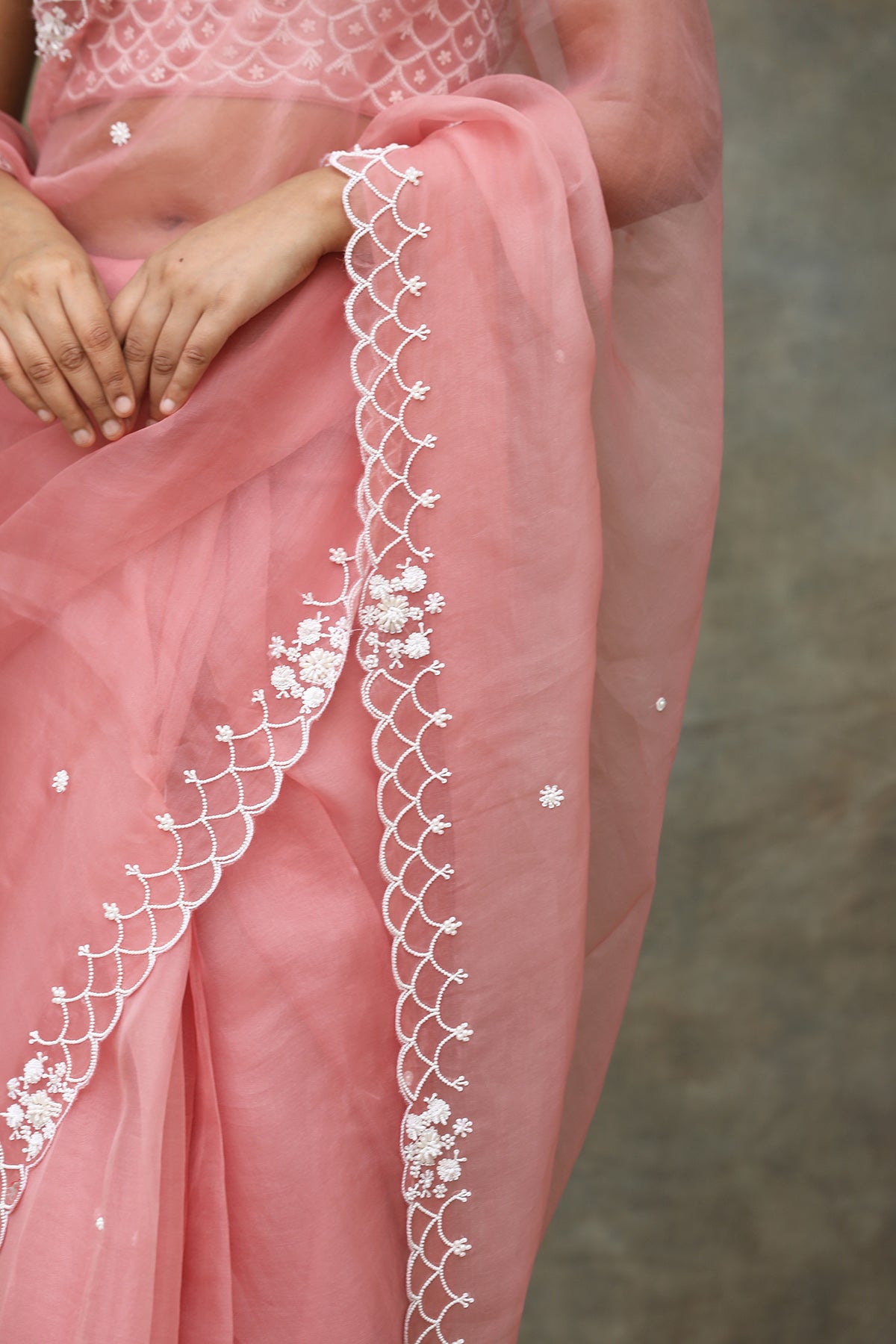 Nazm Rose Pink Organza Saree